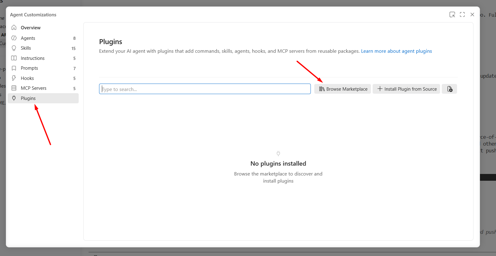 Browsing the marketplace and finding the plugin