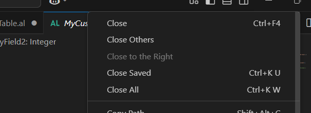 Close tabs