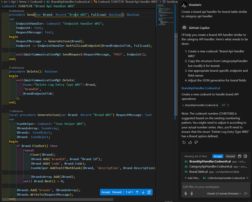 Copilot Edits with Codeunit