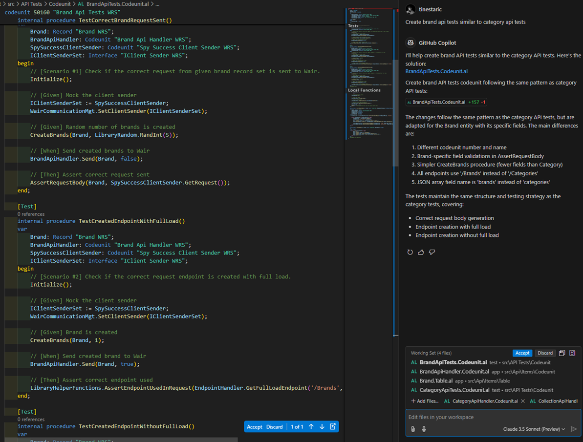 Copilot Edits with Tests