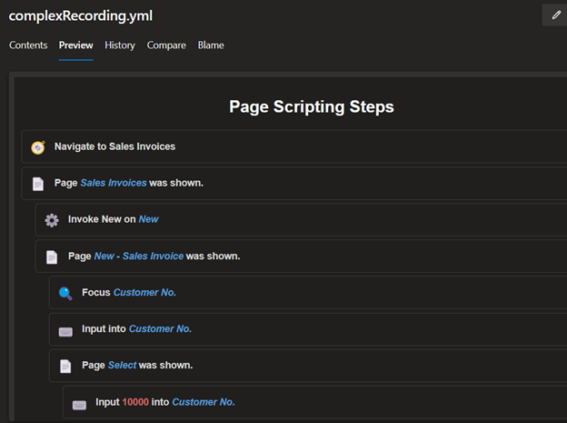 Page Scripting YAML in pretty view