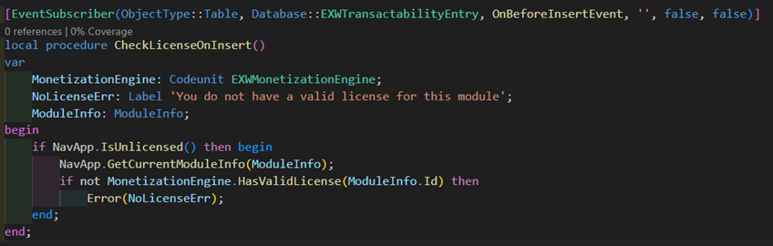 Check for license on Insert of a Table with IsUnlicensed