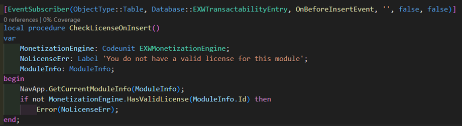 Check for license on Insert of a Table