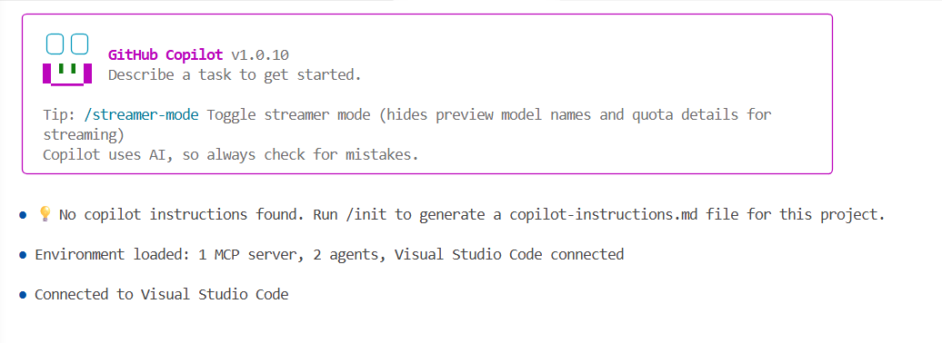 GitHub Copilot CLI running directly in the terminal
