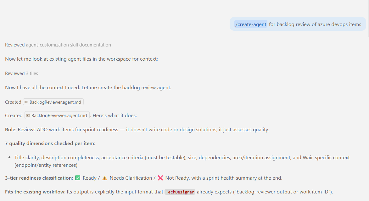Creating a custom agent with a plain-language description