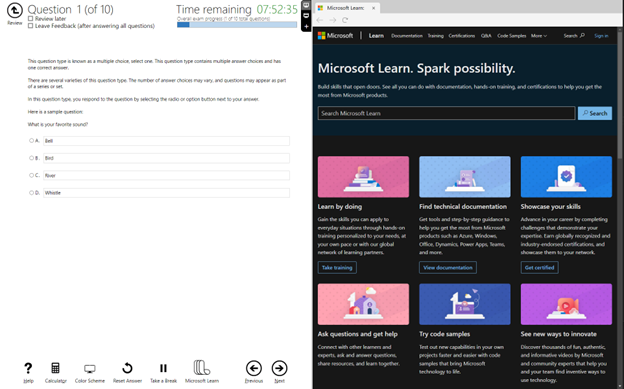 MS Learn side-by-side