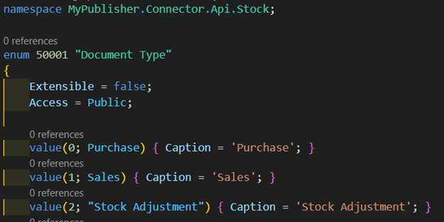 Enum with namespace