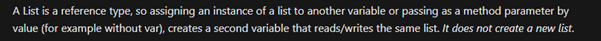 List pass-by-reference documentation
