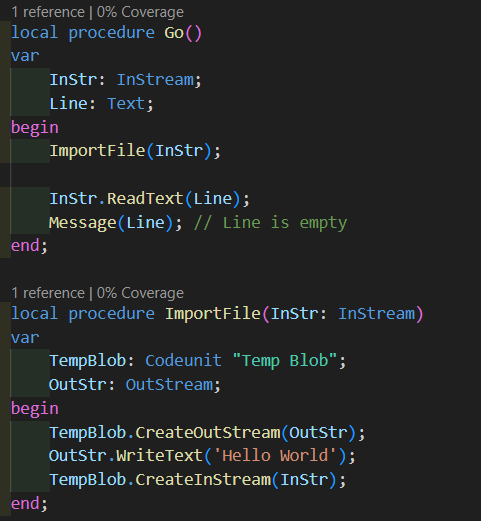 Read from a local blob with InStream